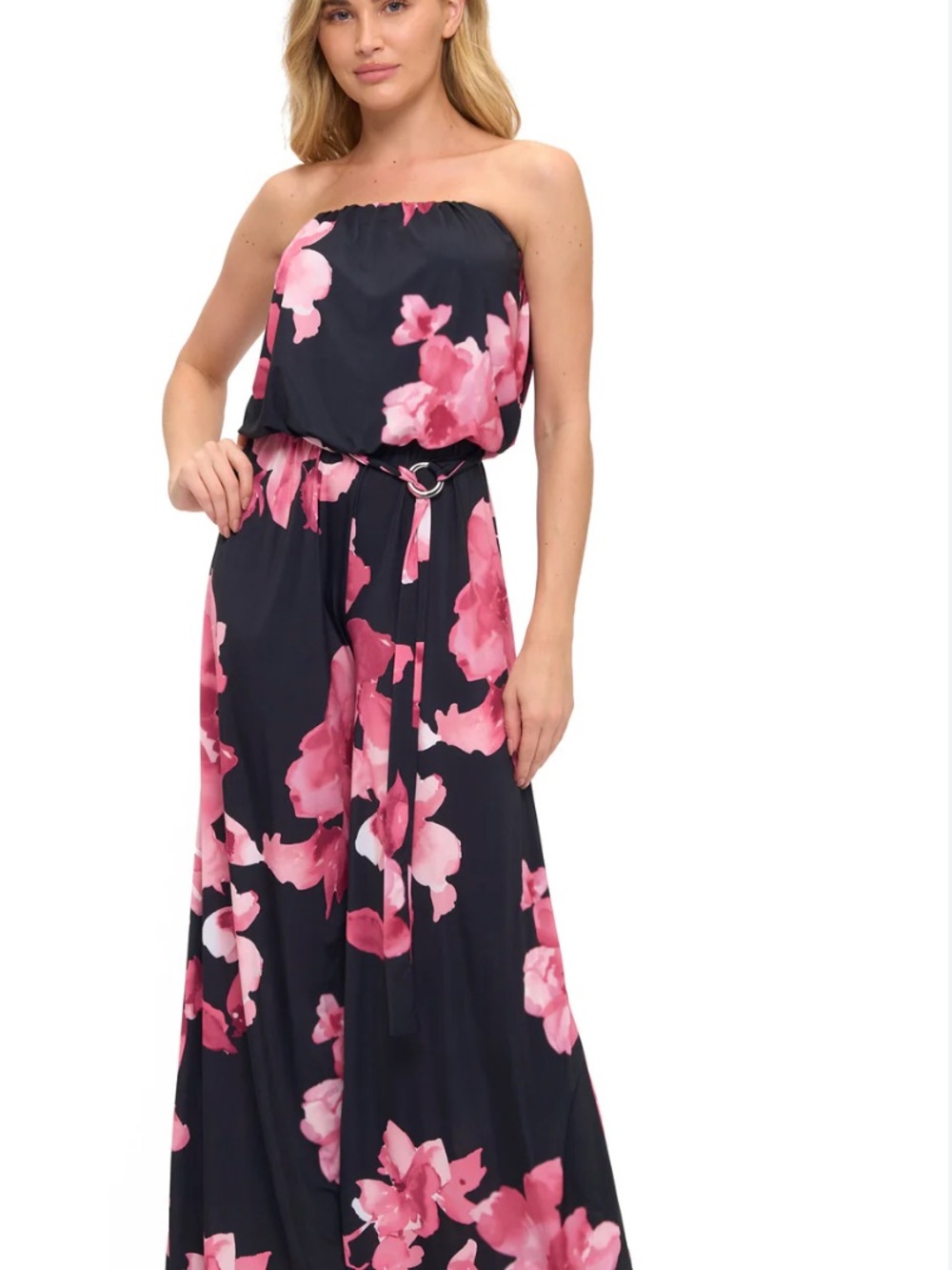Ariella Floral Print Strapless Jumpsuit Size S